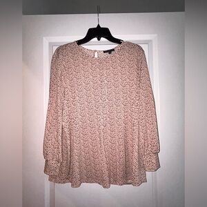 Adrianna Papell Blush Pink Printed Long-Sleeve Peasant Top